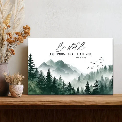 be still and know that i am god psalm 46 10 mountain christian wall art canvas (Landscape)