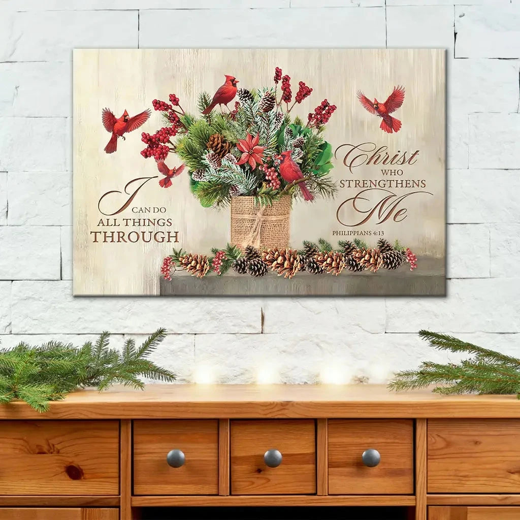 i can do all things through christ christmas wall art canvas (Landscape) (view 2)
