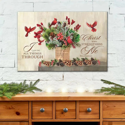 i can do all things through christ christmas wall art canvas (Landscape) (view 2)