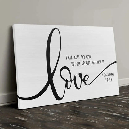 faith hope and love wall art canvas (Landscape) (view 3)