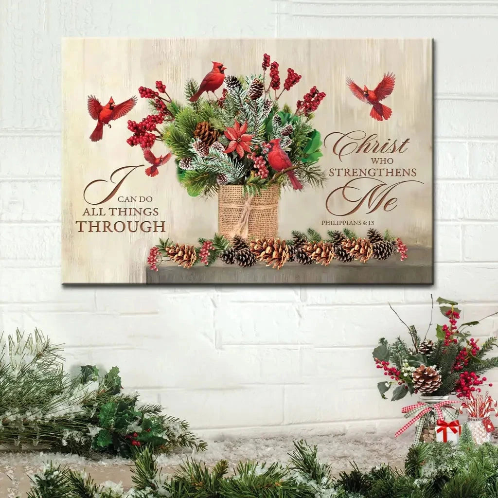i can do all things through christ christmas wall art canvas (Landscape) (view 3)