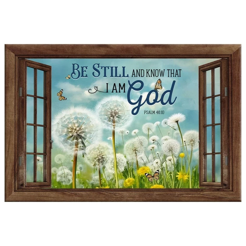 be still and know that i am god butterflies and dandelions wall art canvas (Landscape) (view 2)