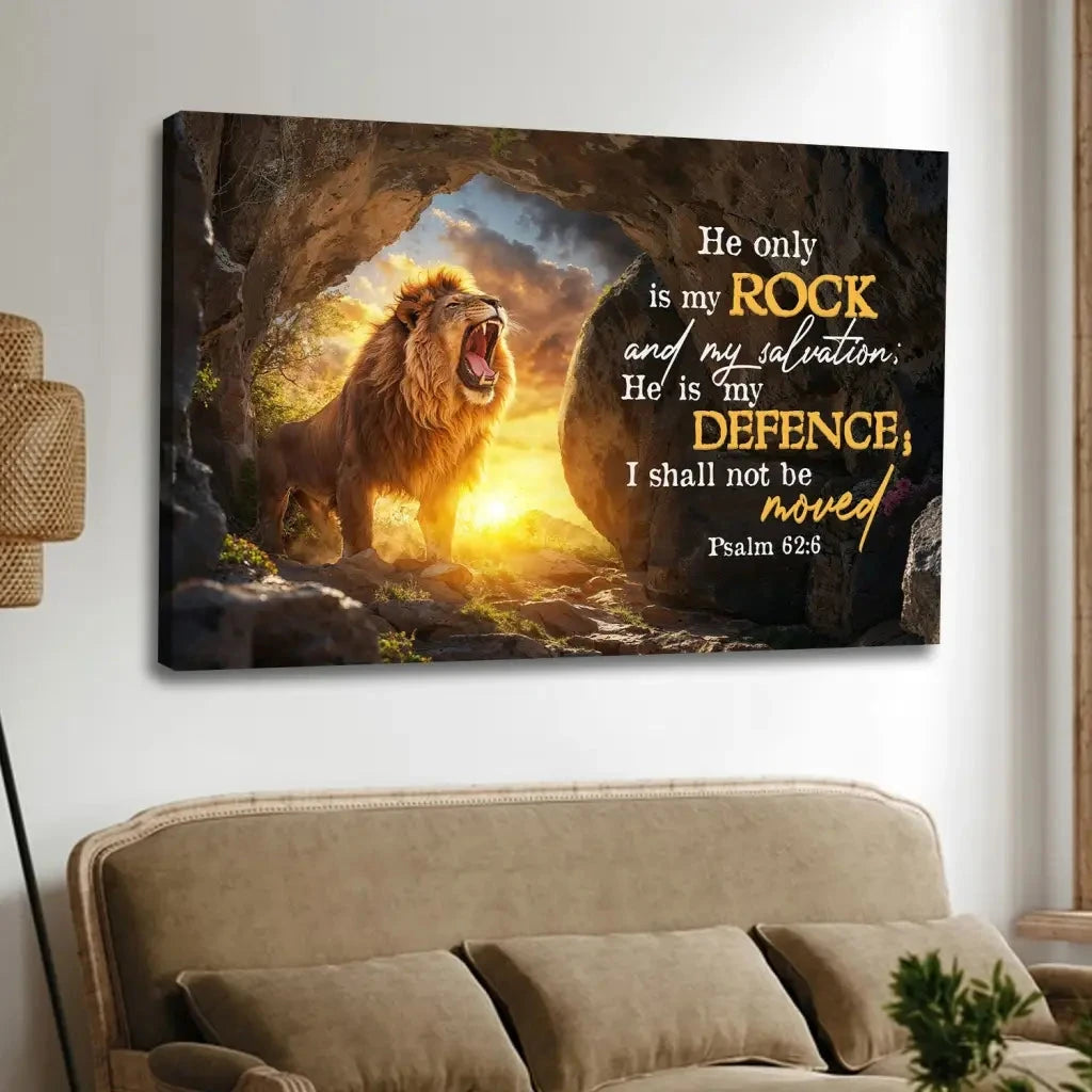 psalm 62 6 kjv he only is my rock and my salvation wall art canvas (Landscape) (view 2)