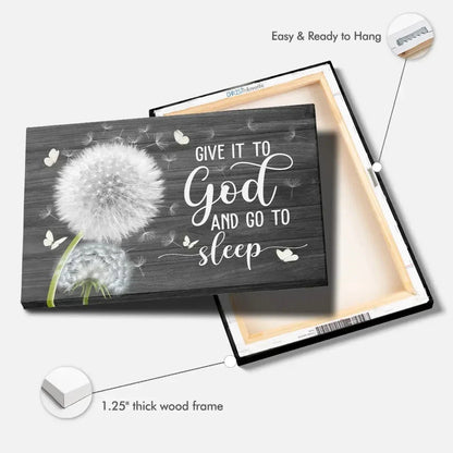 dandelion give it to god and go to sleep christian wall art canvas (Landscape) (view 2)