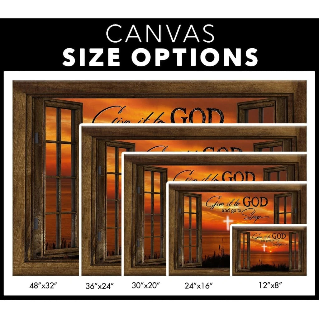 give it to god and go to sleep cross sunset wall art canvas print (Landscape) (view 3)