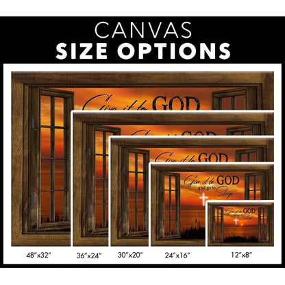 give it to god and go to sleep cross sunset wall art canvas print (Landscape) (view 3)