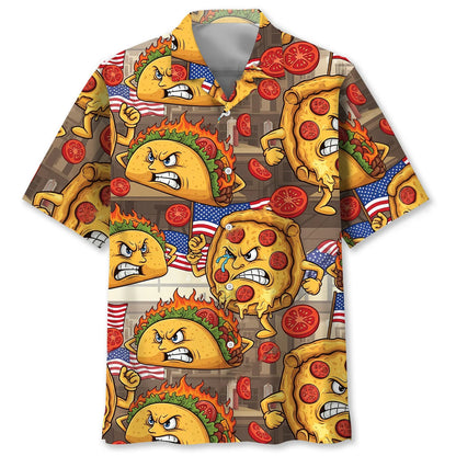 Angry Funny Pizza Tacos Hawaiian Shirt
