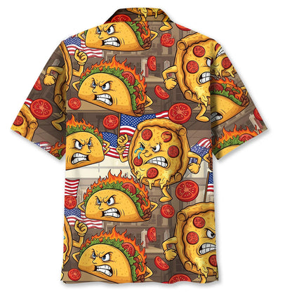 Angry Funny Pizza Tacos Hawaiian Shirt
