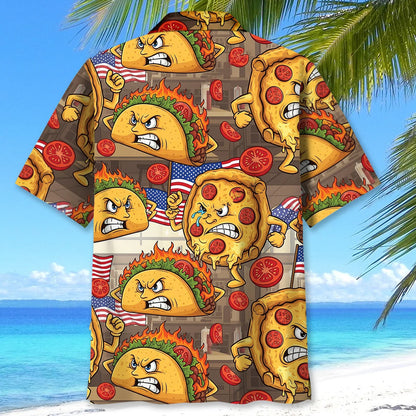 Angry Funny Pizza Tacos Hawaiian Shirt