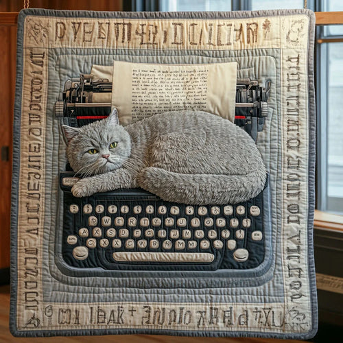 Annoying Blue Cat Quilt Blanket