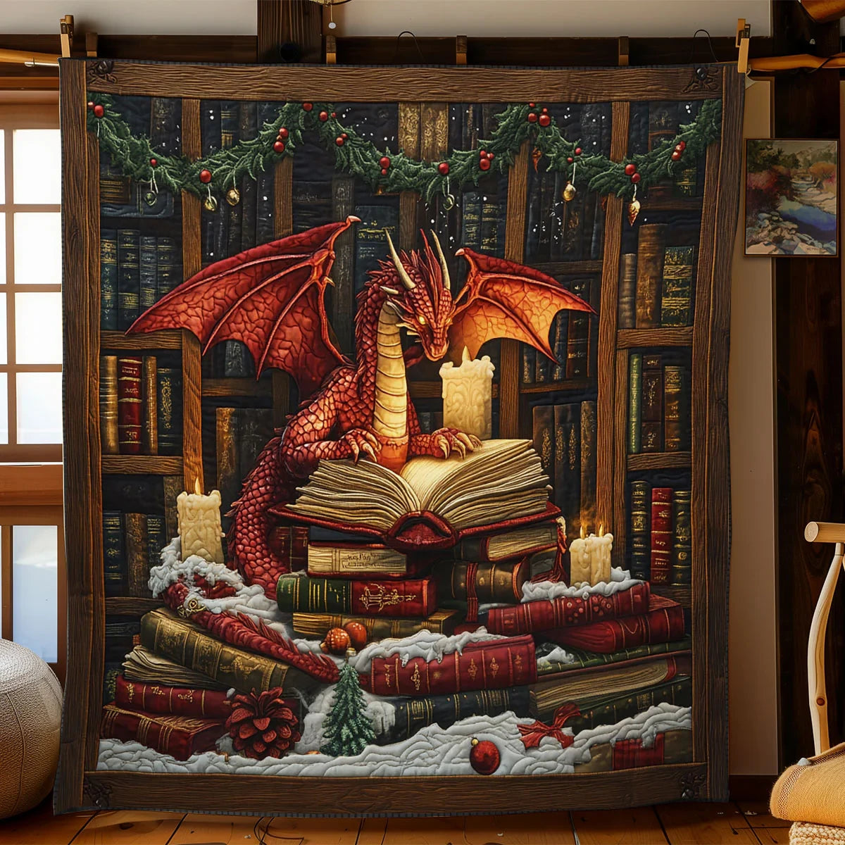 Antique Book Guardian Quilt Blanket