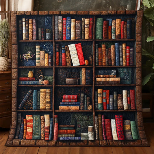 Antique Vintage Bookself Quilt Blanket