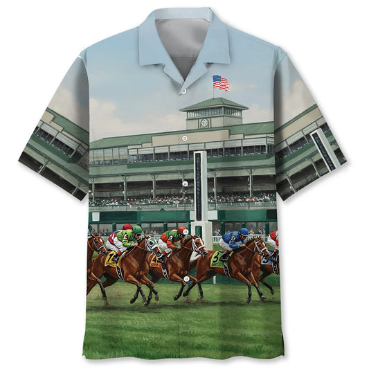 Antique Horse Racing Hawaiian Shirt