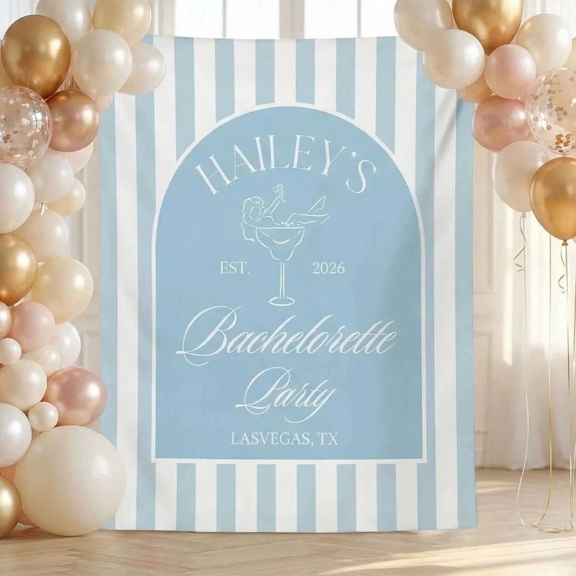 Bachelorette Party Backdrop Personalized Custom Name Bachelorette Banner Bridal Party Photo Backdrop, bridal shower decor
