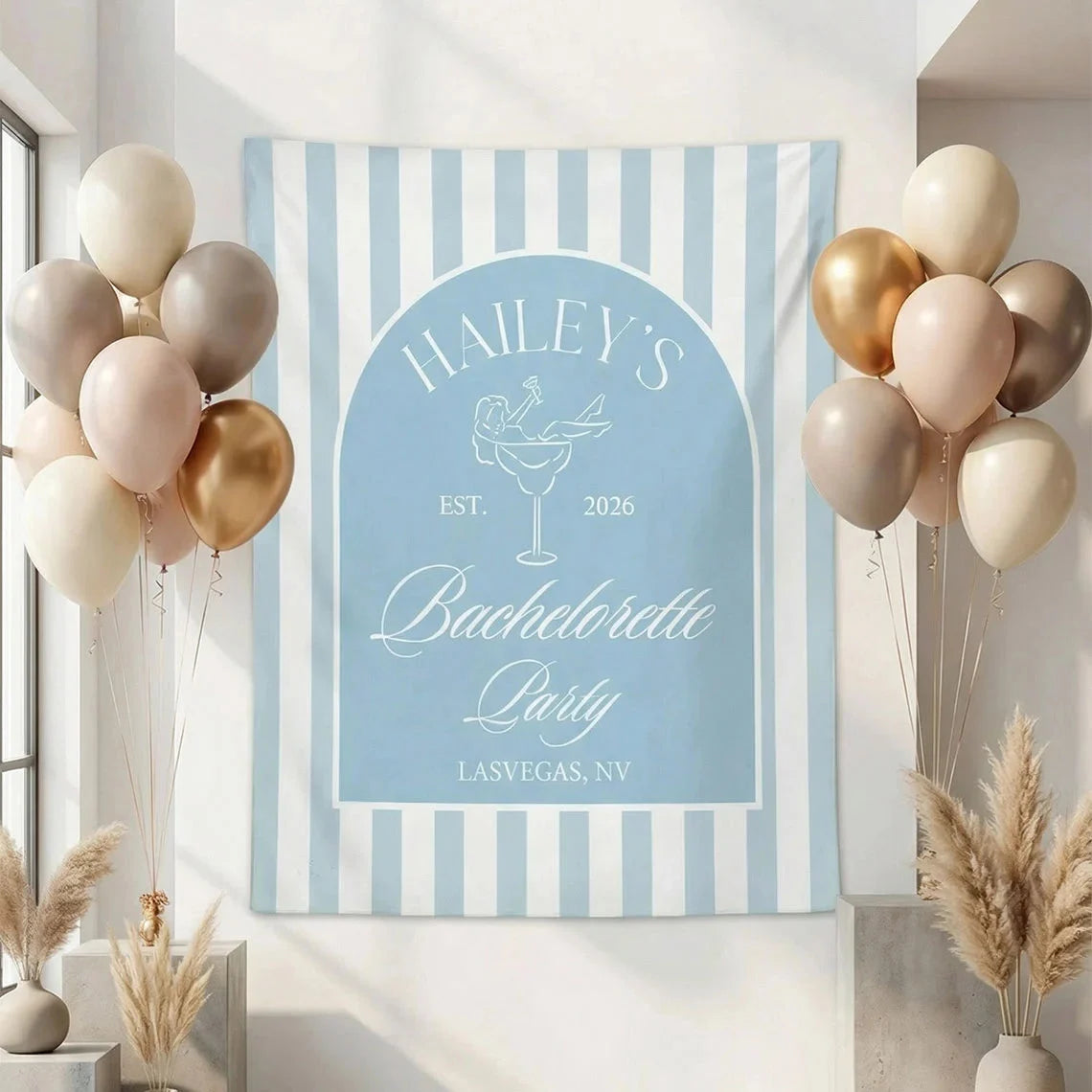 Bachelorette Party Backdrop Personalized Custom Name Bachelorette Banner Bridal Party Photo Backdrop, bridal shower decor