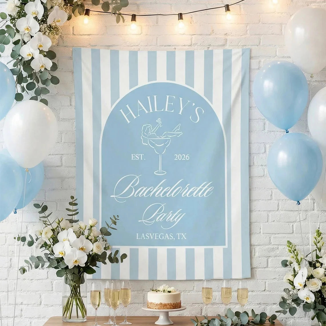 Bachelorette Party Backdrop Personalized Custom Name Bachelorette Banner Bridal Party Photo Backdrop, bridal shower decor