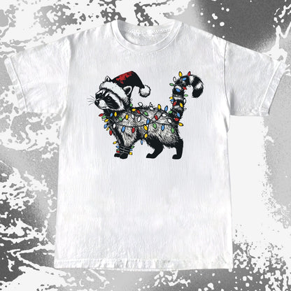 Funny Christmas Raccoon Lights, funny meme tee gift (view 2)