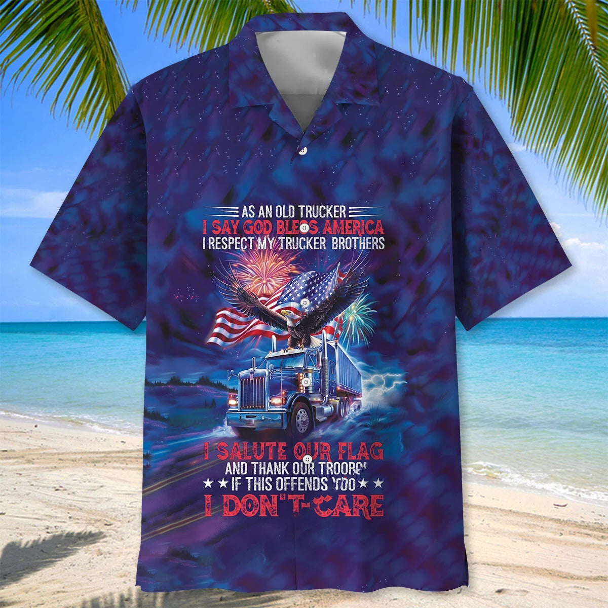 As an Old Trucker I Say God Bless America Hawaiian Shirt