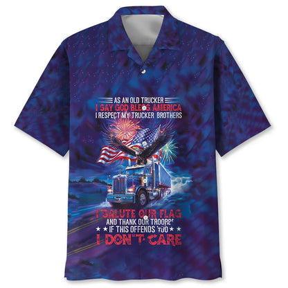 As an Old Trucker I Say God Bless America Hawaiian Shirt