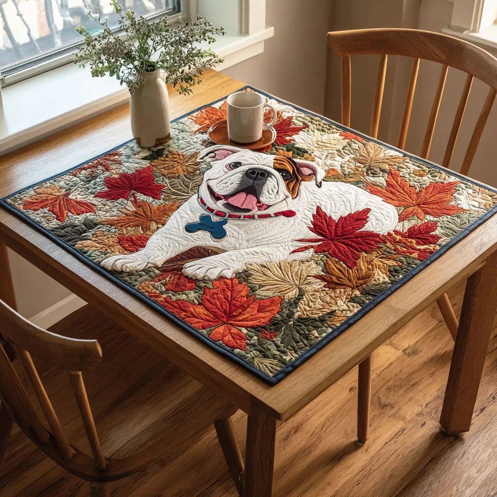 Autumn Bulldog Table Topper