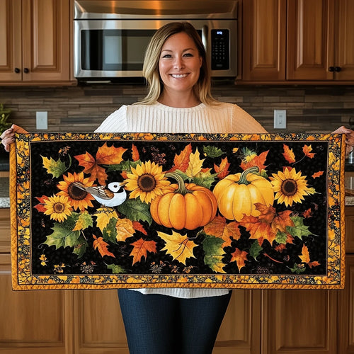 Autumn Delight Blooms Quilted Table Runner