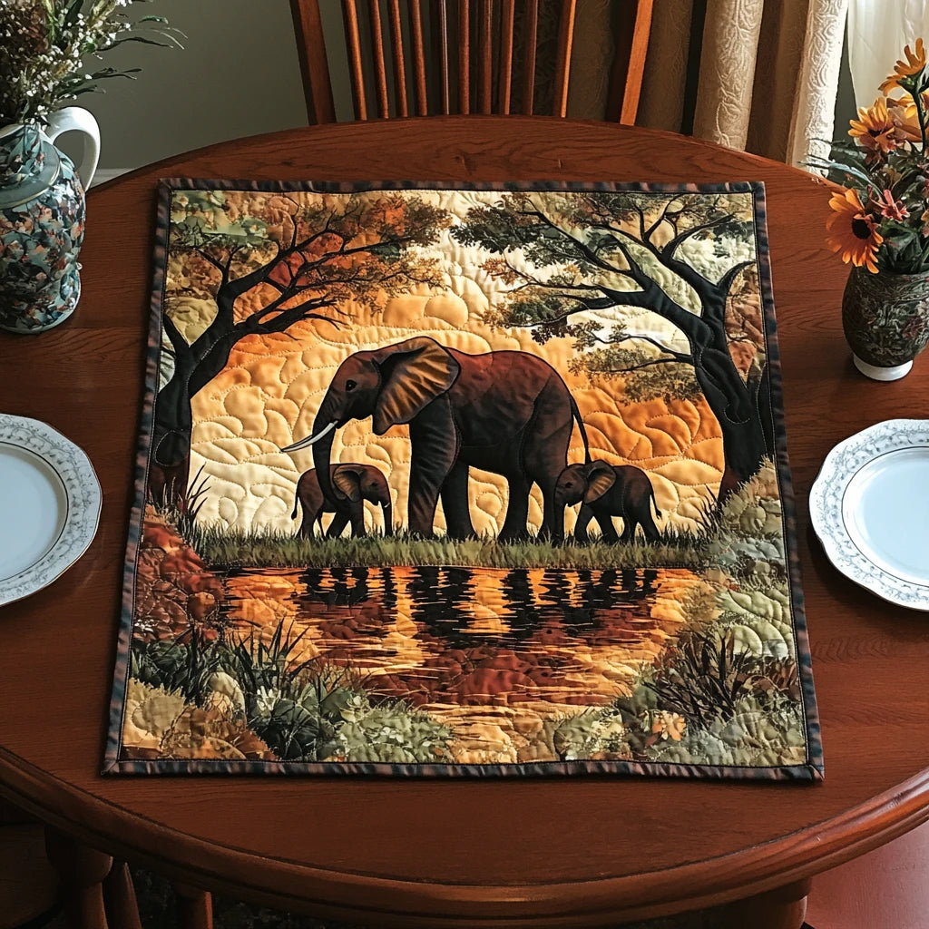 Autumn Elephant Quilted Table Topper