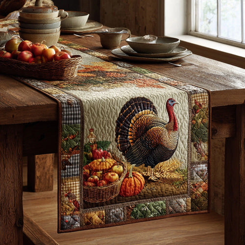 Autumn Feast Turkey Quilted Table Runner