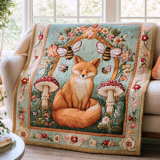 Autumn Fox Quilt Blanket - Quilted Blanket by OtterMia