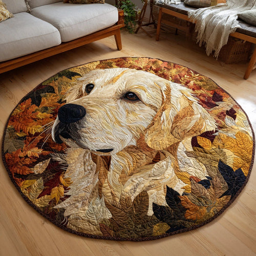Autumn Golden Retriever Quilted Round Mat