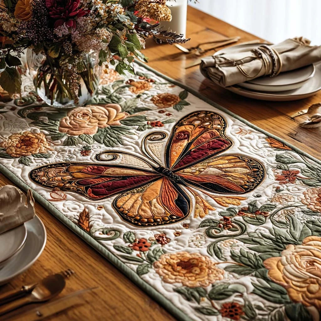Autumn Monarch Quilted Table Runner