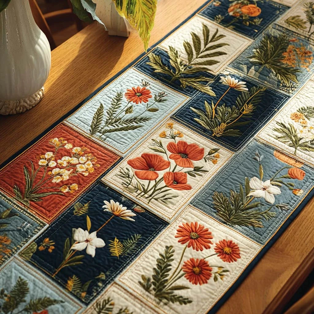 Autumn Patchwork Quilted Table Runner