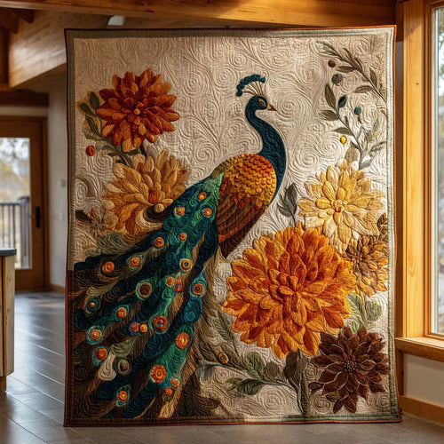 Autumn Peacock Quilt Blanket