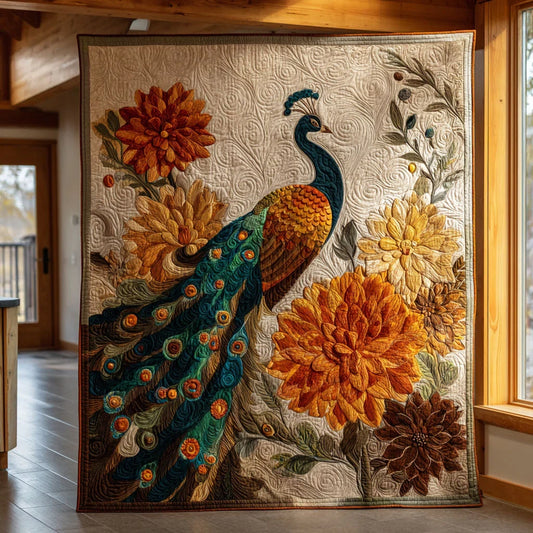 Autumn Peacock Quilt Blanket