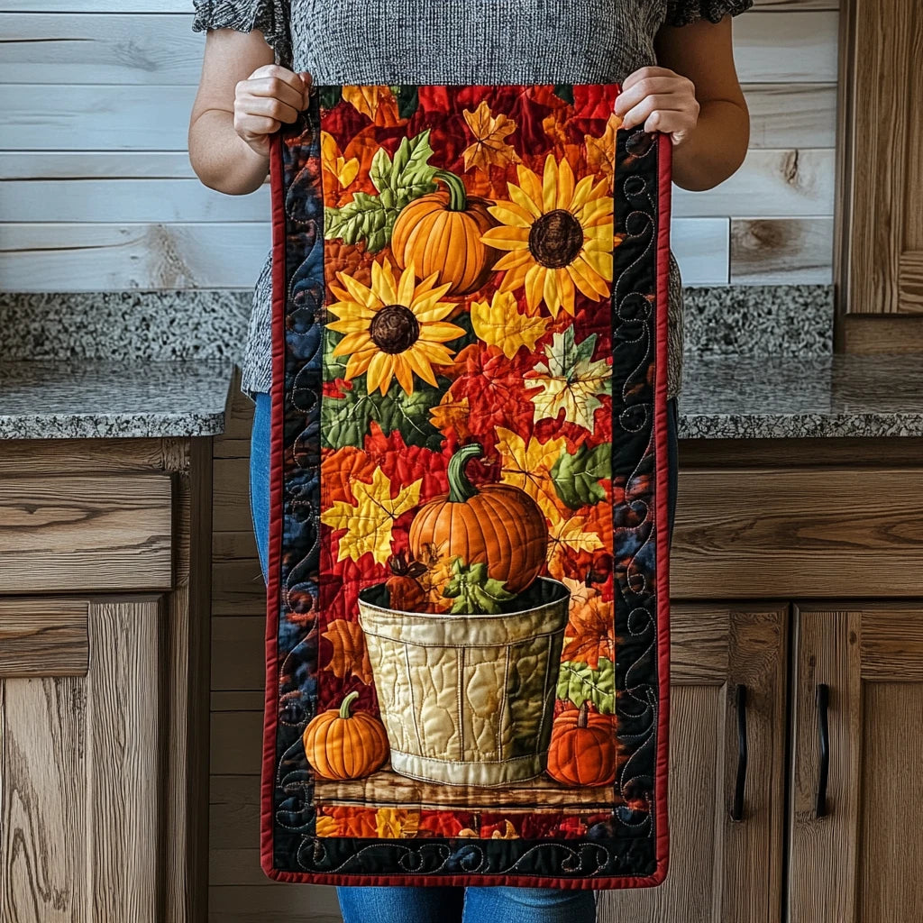 Autumn Pumpkin Quilted Table Runner