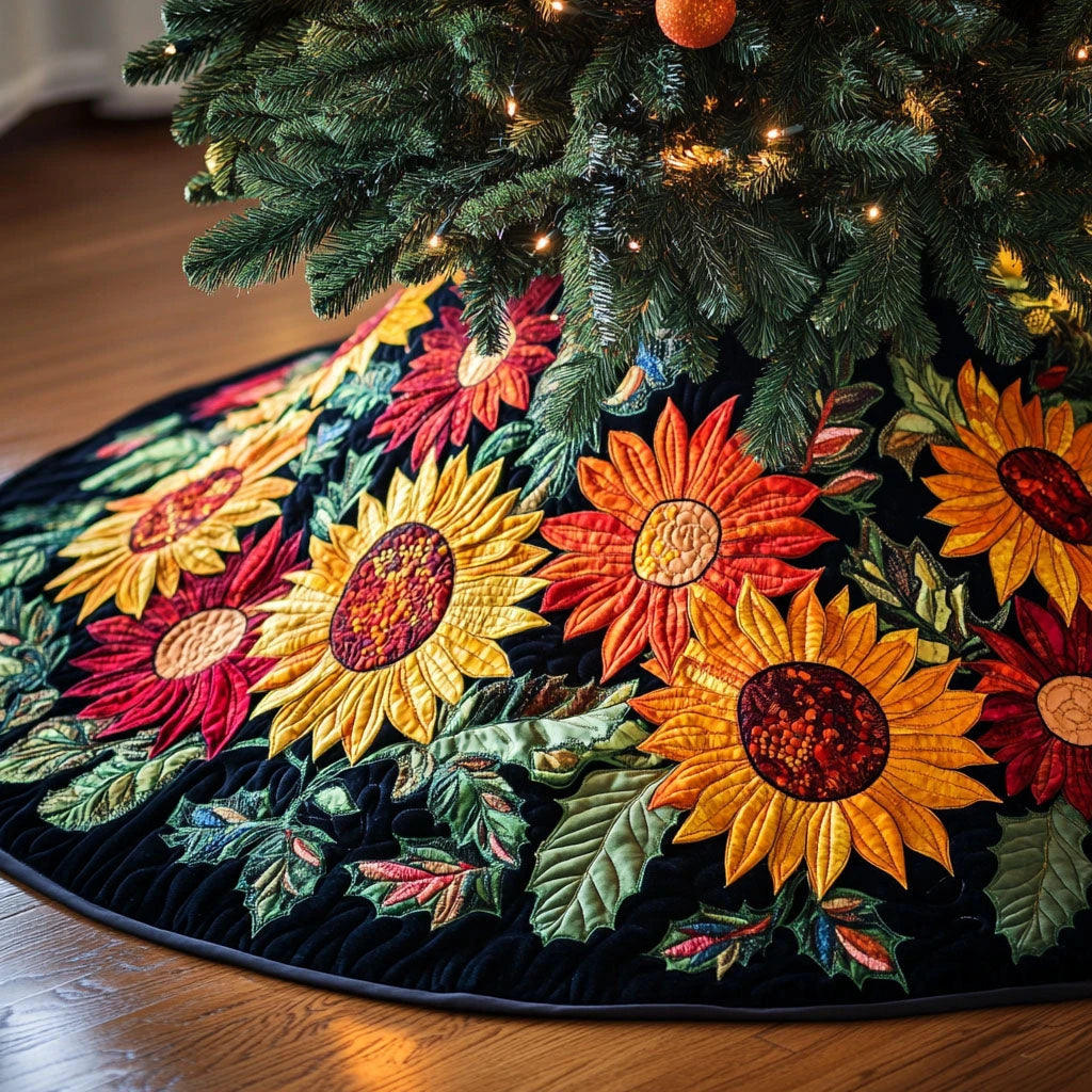 Autumn Sun Parade Quilted Christmas Tree Skirt