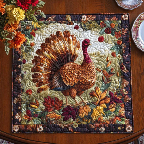 Autumn Turkey Charm Quilted Table Topper
