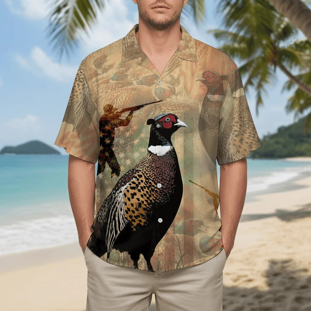 Awesome Pheasant Hunting Camo Hawaiian Shirt
