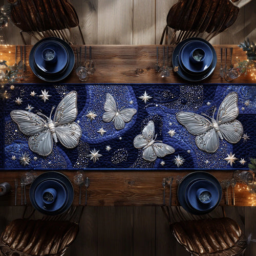 Azure Butterfly Quilted Table Runner