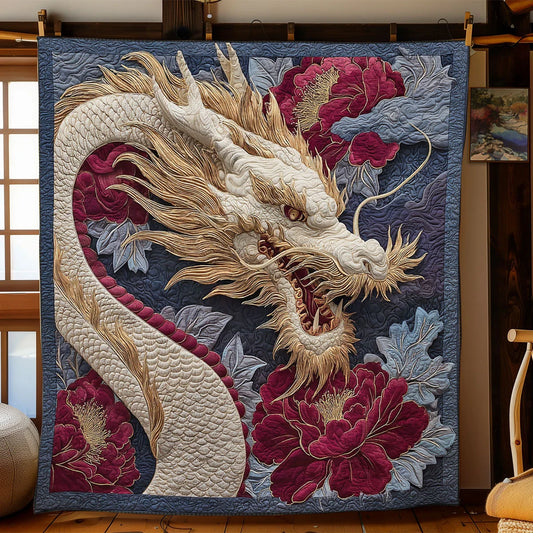 Azure Dragon Quilt Blanket
