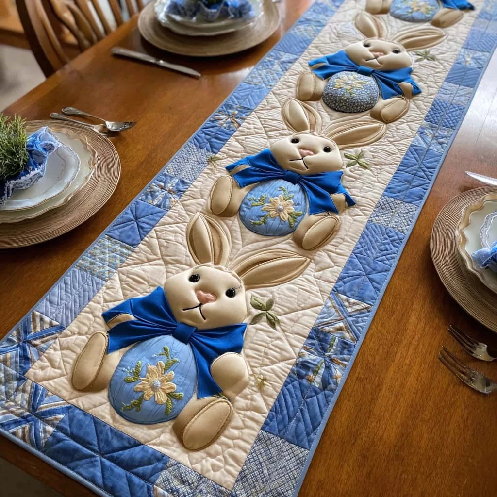 Azure Easter Quilted Table Runner