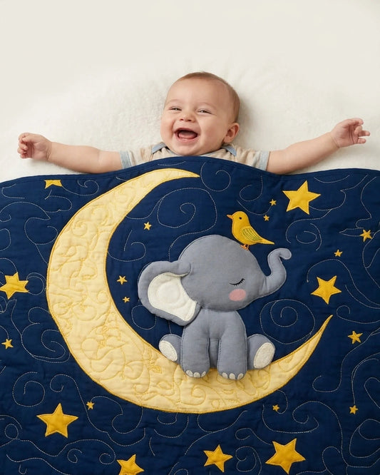 Baby Elephant Quilt Blanket - Quilted Blanket by OtterMia