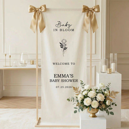 Floral Baby Shower Banner Personalized Custom Name Baby in Bloom Shower Backdrop Decor, baby shower decor