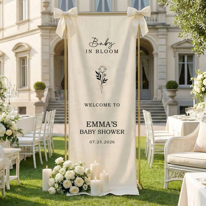 Floral Baby Shower Banner Personalized Custom Name Baby in Bloom Shower Backdrop Decor, baby shower decor (view 5)