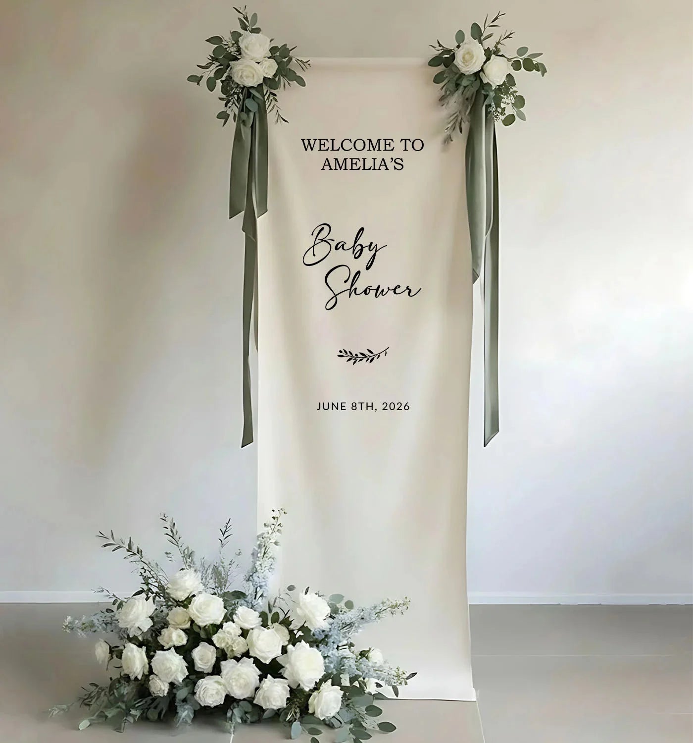 Baby Shower Banner Stand Personalized Baby Shower Welcome Sign Custom Name Linen Baby Shower Decor, baby shower decor