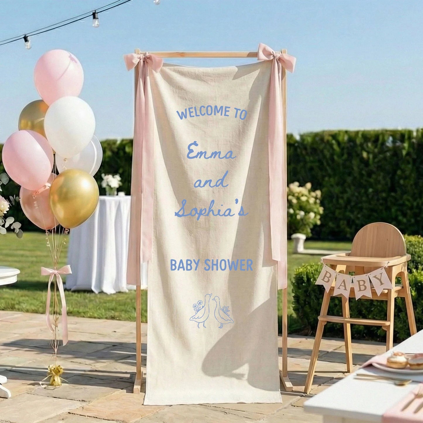 Baby Shower Welcome Banner Stand Personalized Baby Shower Welcome Sign Custom Name Party Decor, baby shower decor (view 2)