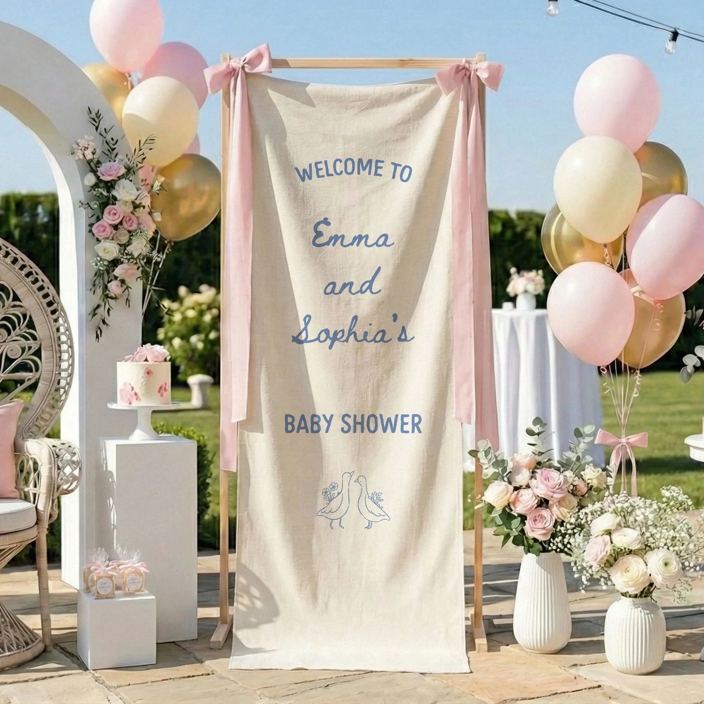 Baby Shower Welcome Banner Stand Personalized Baby Shower Welcome Sign Custom Name Party Decor, baby shower decor (view 3)