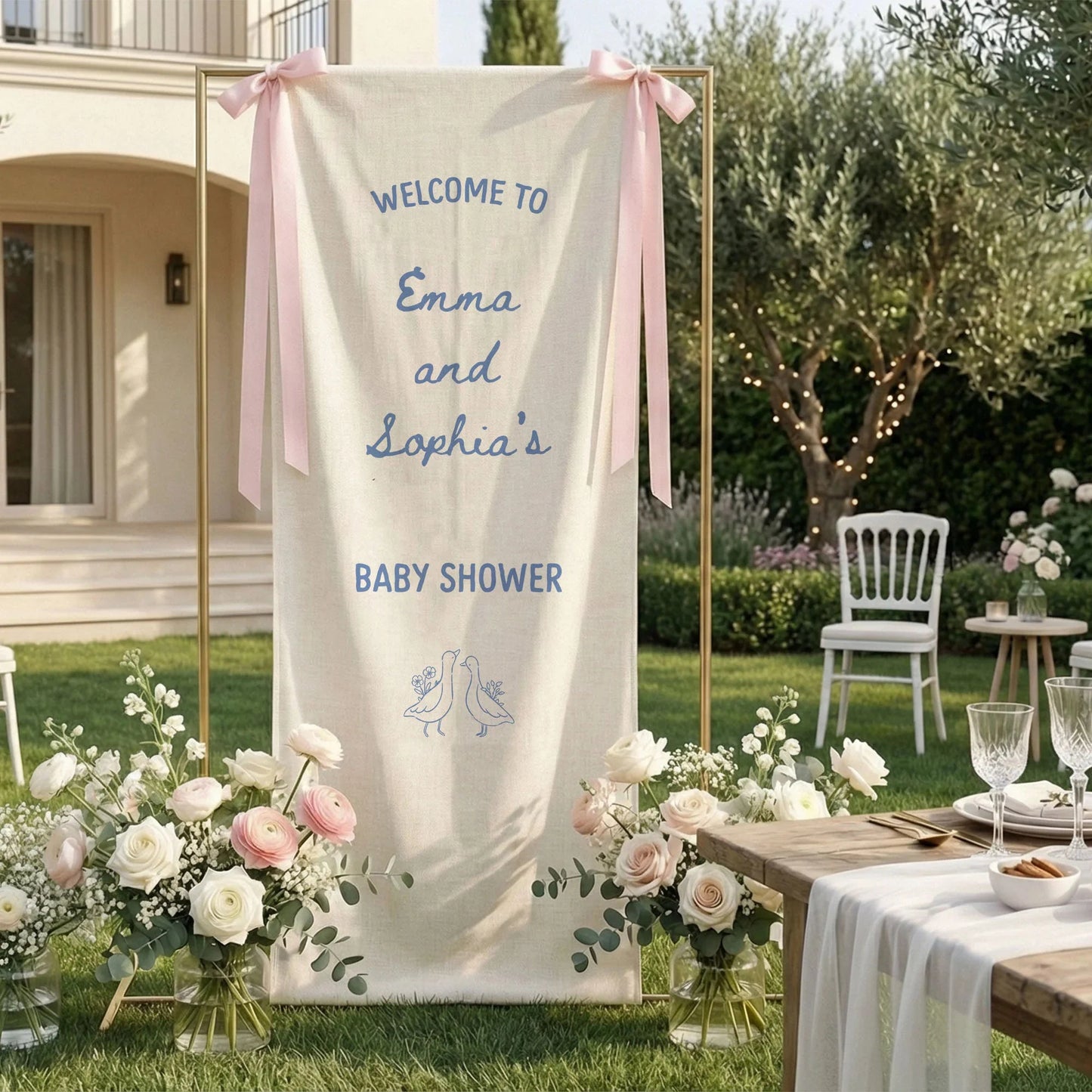 Baby Shower Welcome Banner Stand Personalized Baby Shower Welcome Sign Custom Name Party Decor, baby shower decor (view 8)