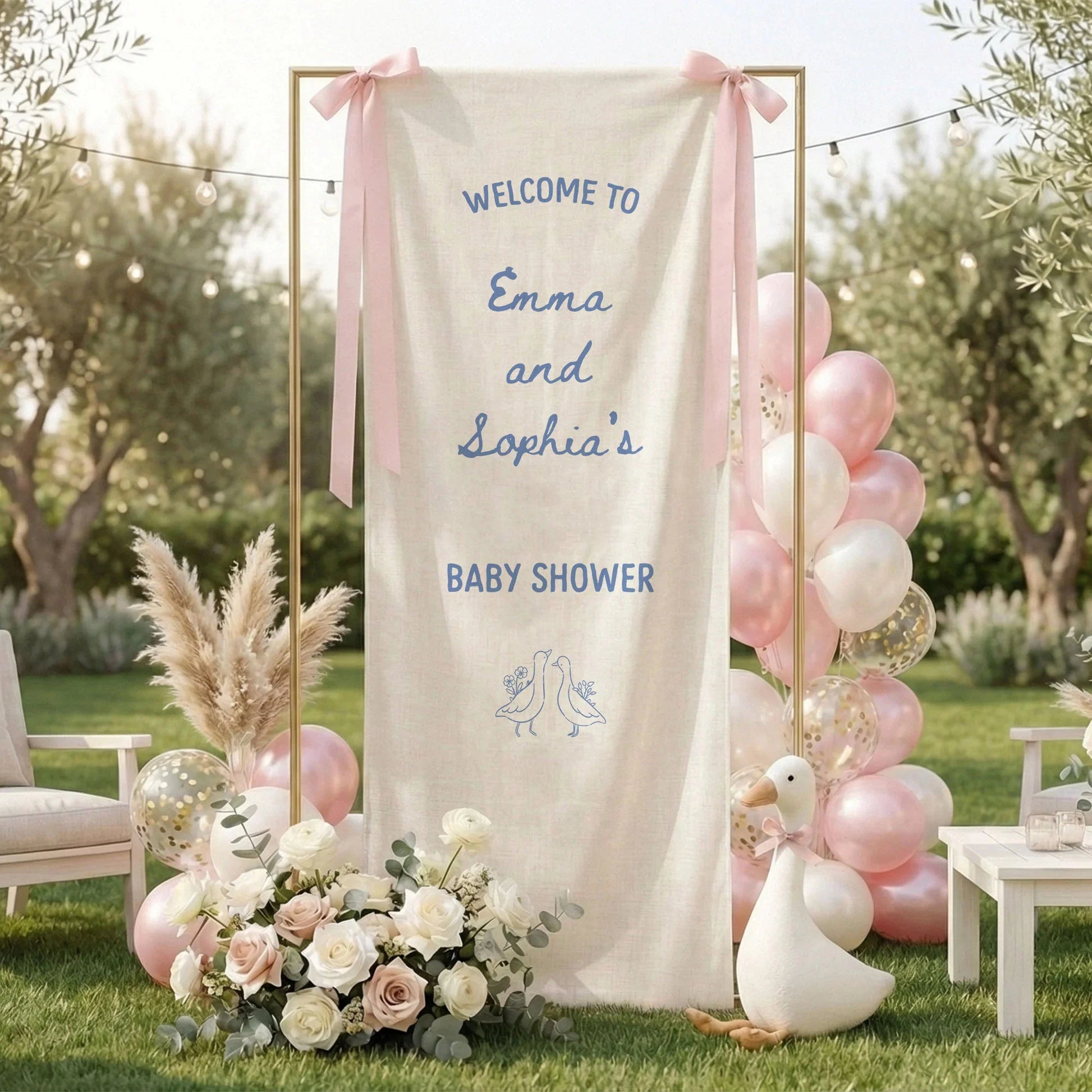 Baby Shower Welcome Banner Stand Personalized Baby Shower Welcome Sign Custom Name Party Decor, baby shower decor (view 9)