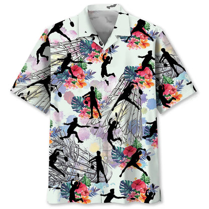Badminton Tropical Flower Hawaiian Shirt