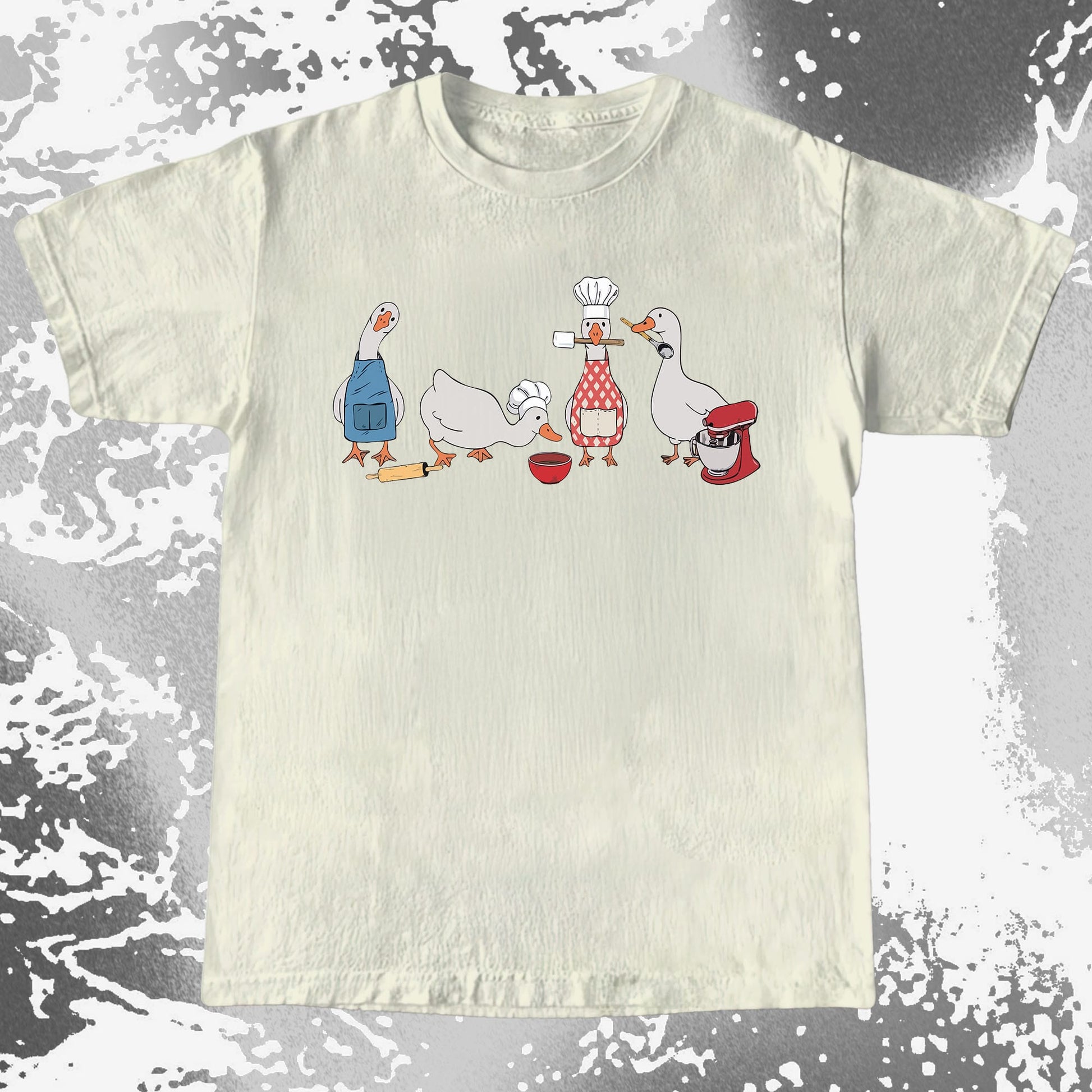 Cute Goose Baking Team Funny Chef Geese T-Shirt (view 3)